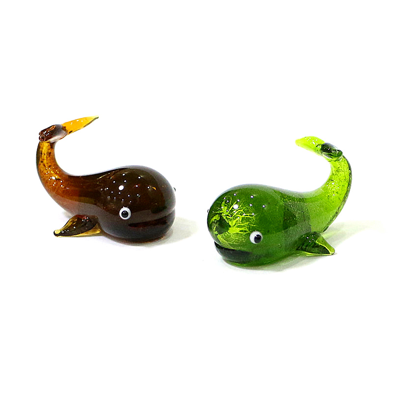 Marine Aquarium Home - Murano glazen walvis miniatuur beeldje zilverfolie