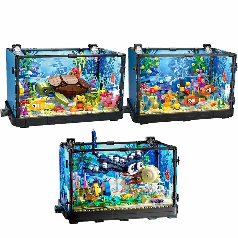 Marine Aquarium Home - Aquarium bouwsteenset met licht, aquarium, zeeschildpad,