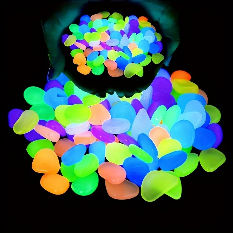 Aquarium Marine Plants - 50-200 stuks Glow-in-the-dark kiezelstenen, lichtgevende mini-stenen,