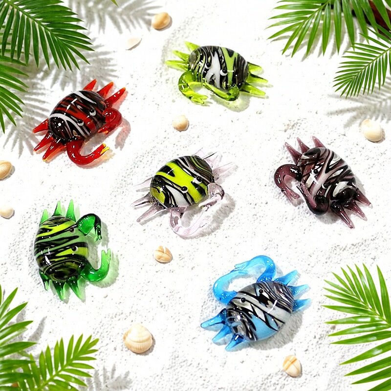 Marine Aquarium Home - Handgemaakt schattig mini glazen krabfiguurje, klein