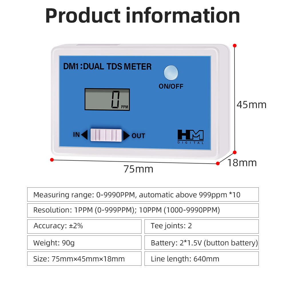 DM1 Dual TDS Waterkwaliteitste - Marine Aquarium Water Analyzer recensie en prijs